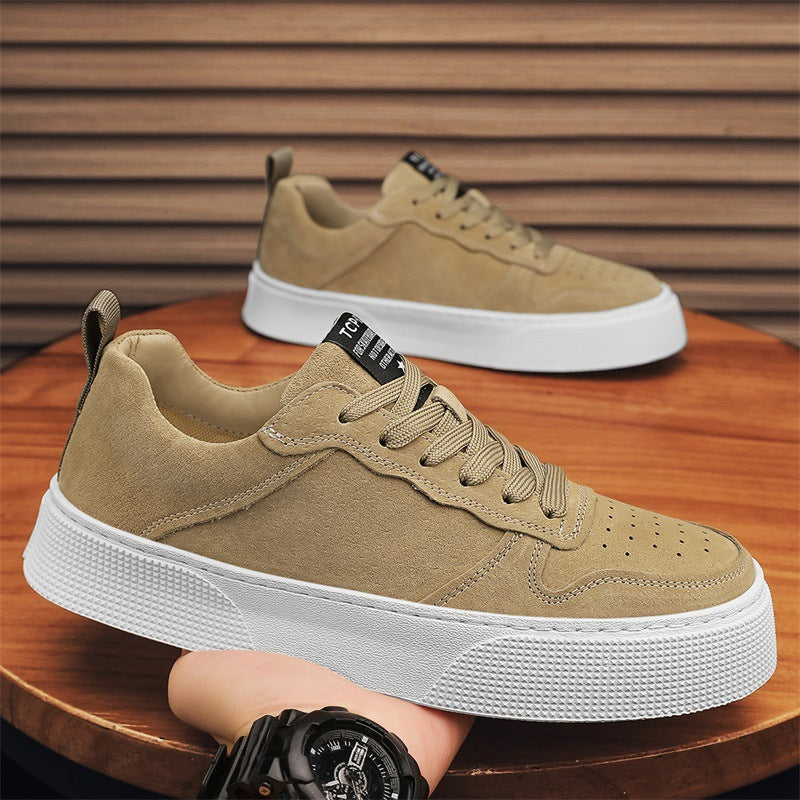 Men's Breathable Platform Sneakers - Low-Top Casual Shoes