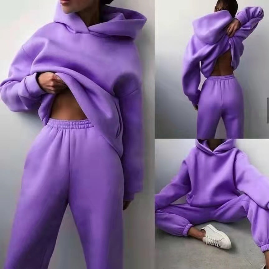 Women's Casual Two-Piece Hooded Tracksuit Set