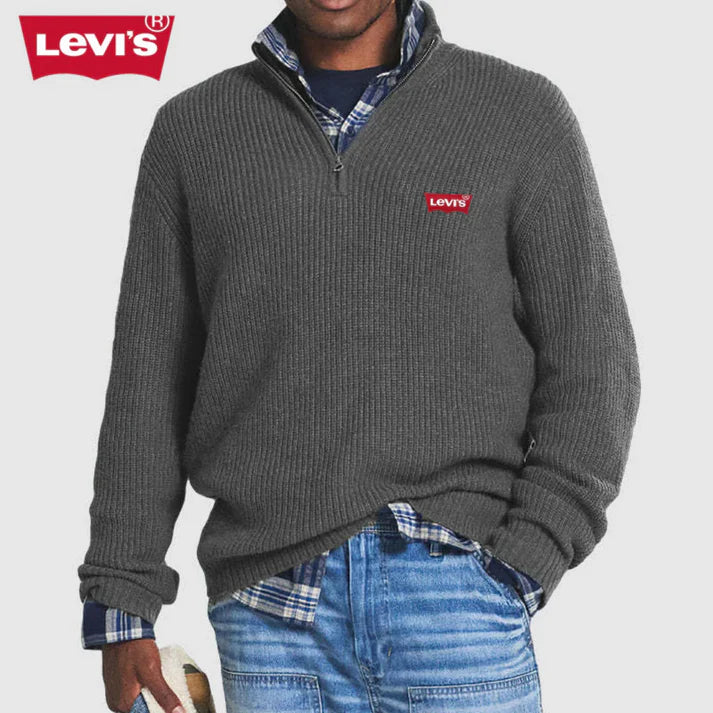 Men’s Ribbed Knit Zip-Up Sweater