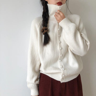 High-Neck Knitted Cardigan